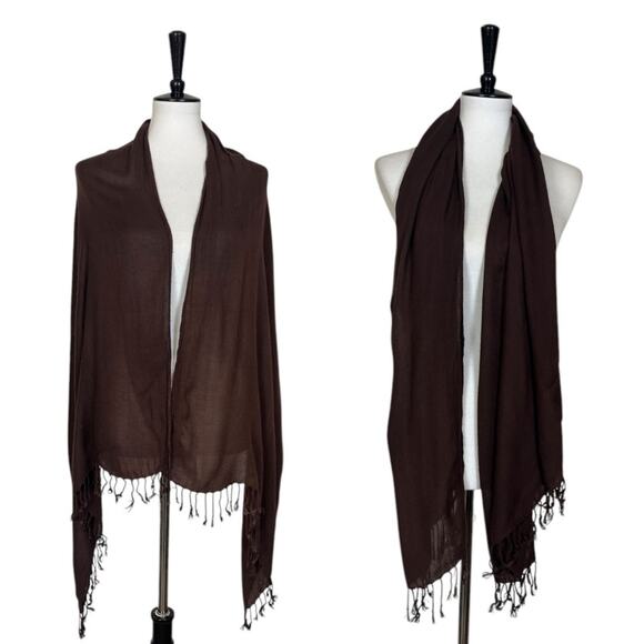 Women’s Bundle 9 Oblong Scarfs Solid Color Fringe Pink Teal Yellow Red Brown Tan - Picture 10 of 16